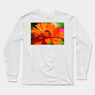 Orange zinnia flower Long Sleeve T-Shirt